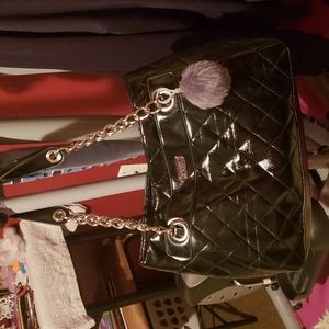 Kenneth Cole Reaction black tote purse with chain straps